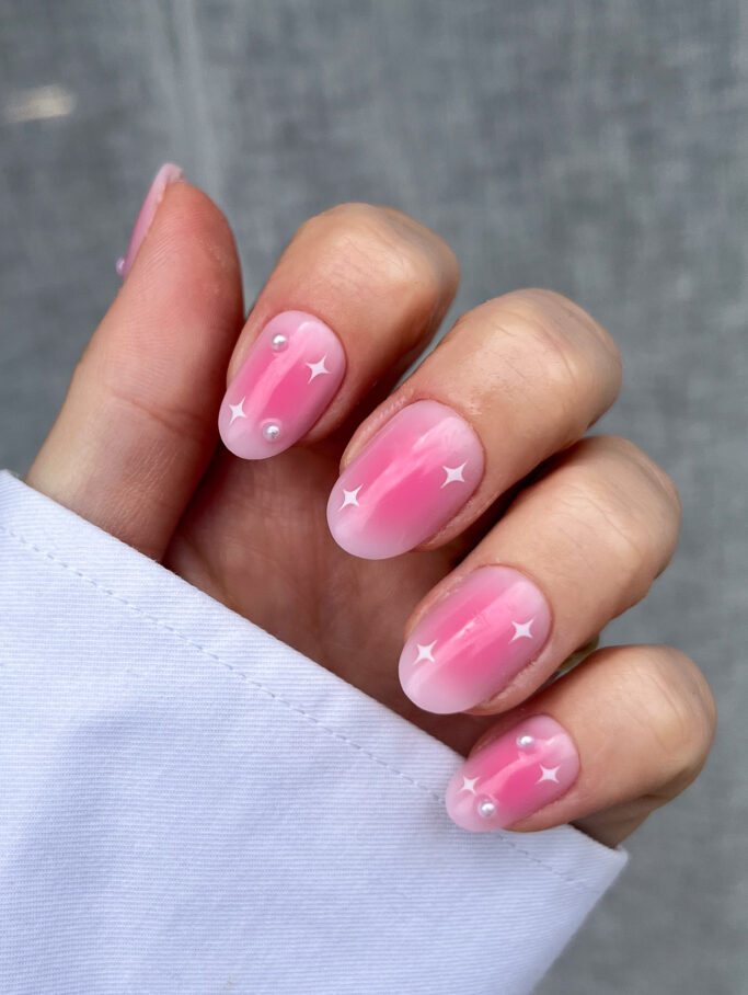 Pink Aura press on nails